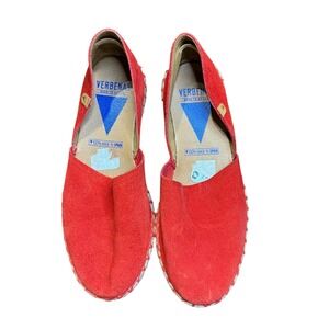 Verbenas Shoes Womens Size 6.5 Red Suede Espadrille Slip On Flats‎ Made In Spain